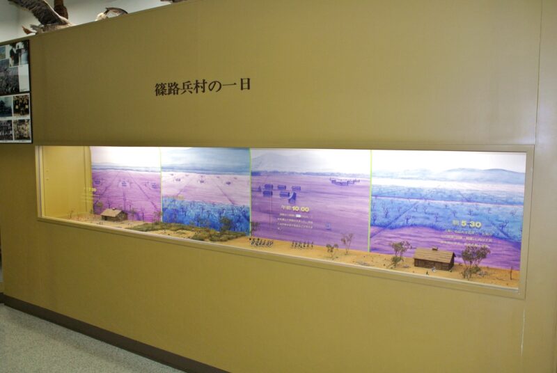 屯田郷土資料館に展示の篠路兵村の一日のジオラマ