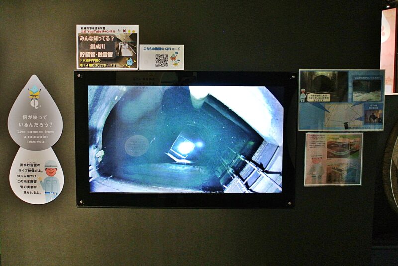 札幌市下水道科学館2階の雨水貯留管のライブ映像