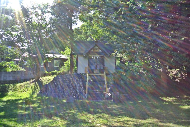 陽が差し込む界川神社の境内