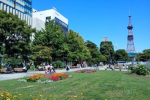 大通公園からさっぽろテレビ塔をのぞむ