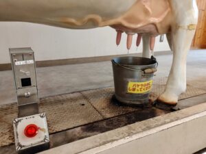 サツラクミルクの郷牛の館の搾乳体験設備