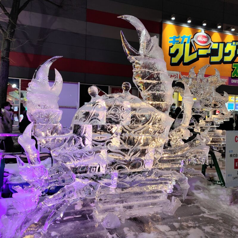 2026年さっぽろ雪まつりの氷彫刻コンクールの優秀賞作品「CANCER」