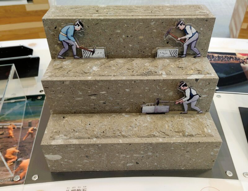 北海道庁旧本庁舎（赤れんが庁舎）２階の展示「北海道の遺産と文化」札幌軟石