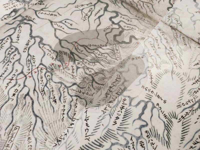 北海道庁旧本庁舎（赤れんが庁舎）２階の展示「アイヌ文化と歴史」古地図（琴似エリア）