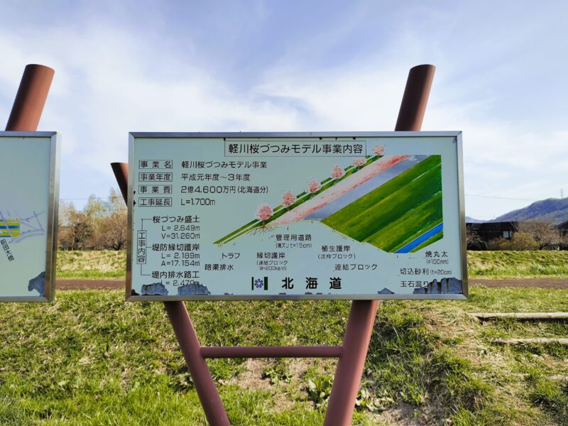 軽川桜づつみモデル事業の看板