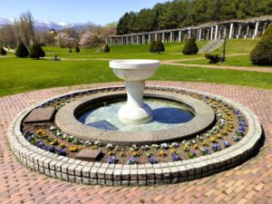 前田森林公園のサンクガーデンの噴水