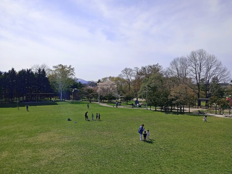 前田公園のスキー山から園内を望む
