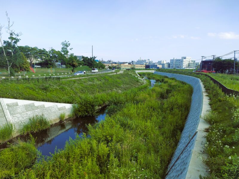 月寒河畔緑地の全景(終点近く)