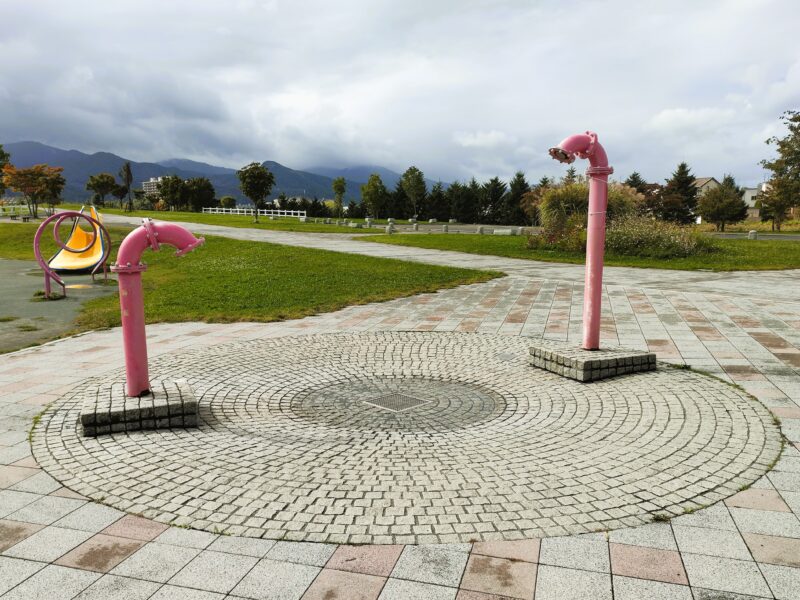 手稲区明日風公園のエントランスにあった噴水
